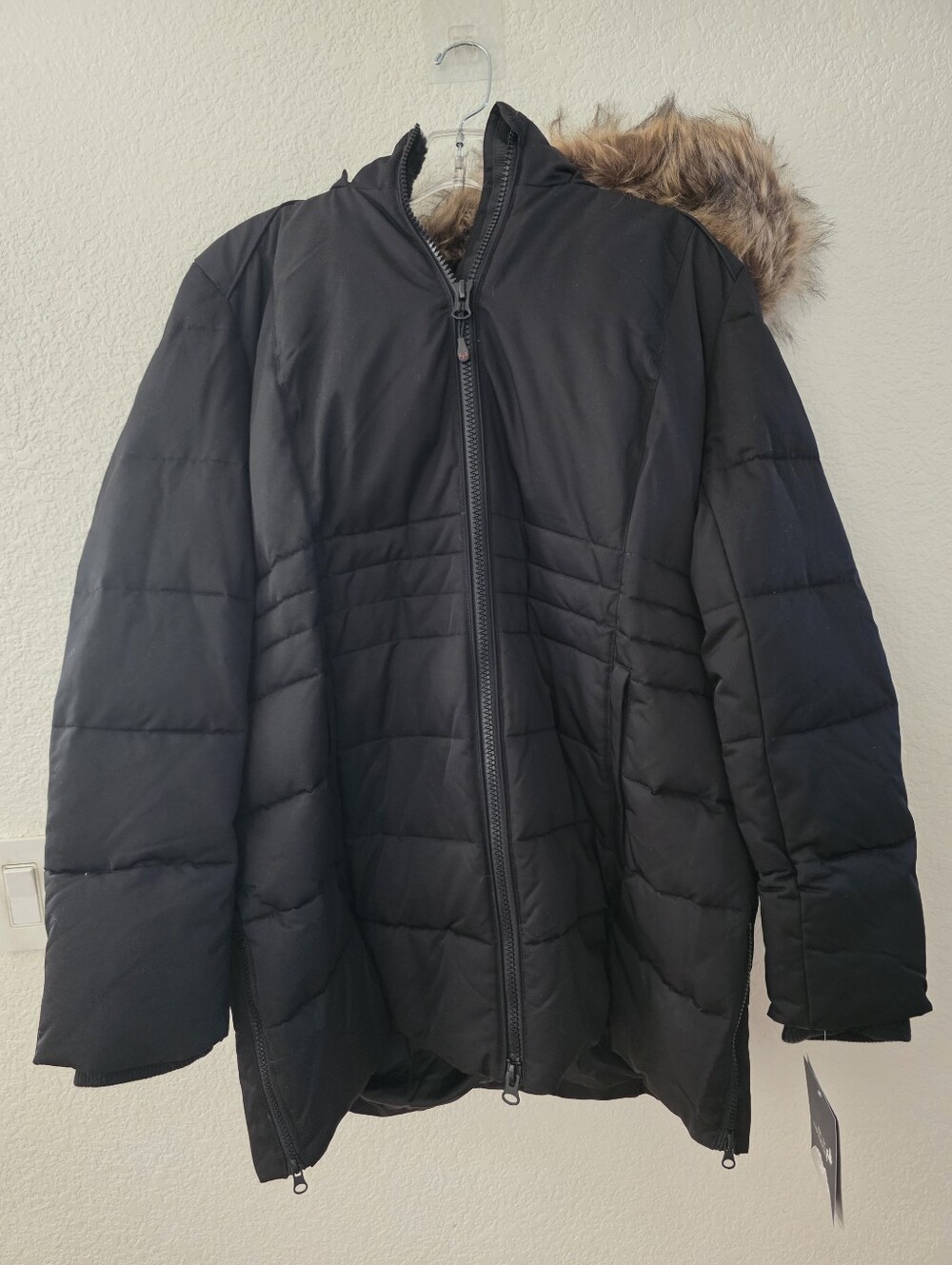 Arctic Expedition Hybradown Coat Removable Faux Fur Hood Black L NEW - Picture 2 of 15